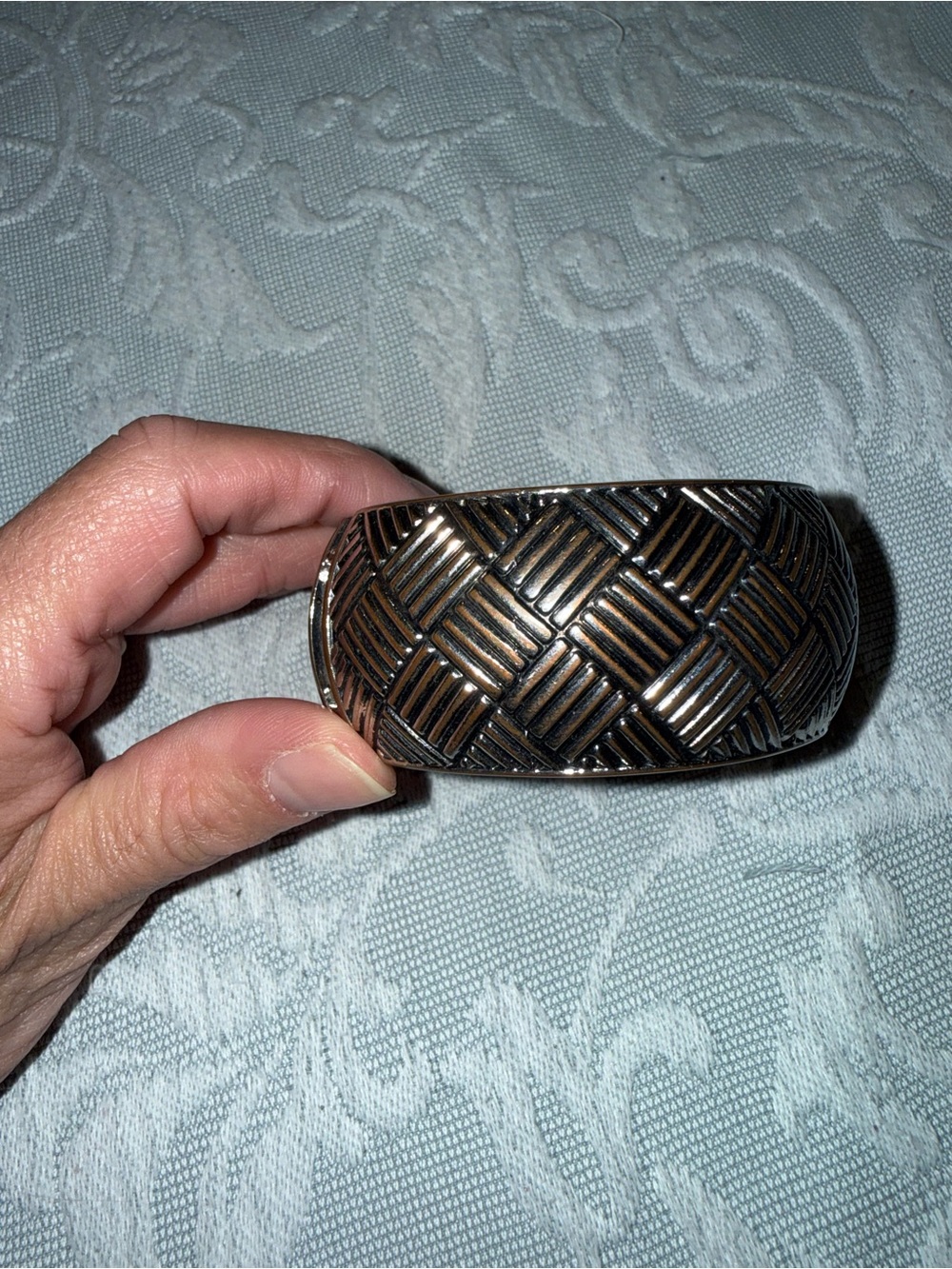 Ladies Woven-Pattern Cuff Bracelet in Antique Bronze Tone